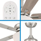 Dines 52 in. Indoor Transitional Ceiling Fan with (2) 3000K LED Bulbs, Frosted Shade, Remote Included