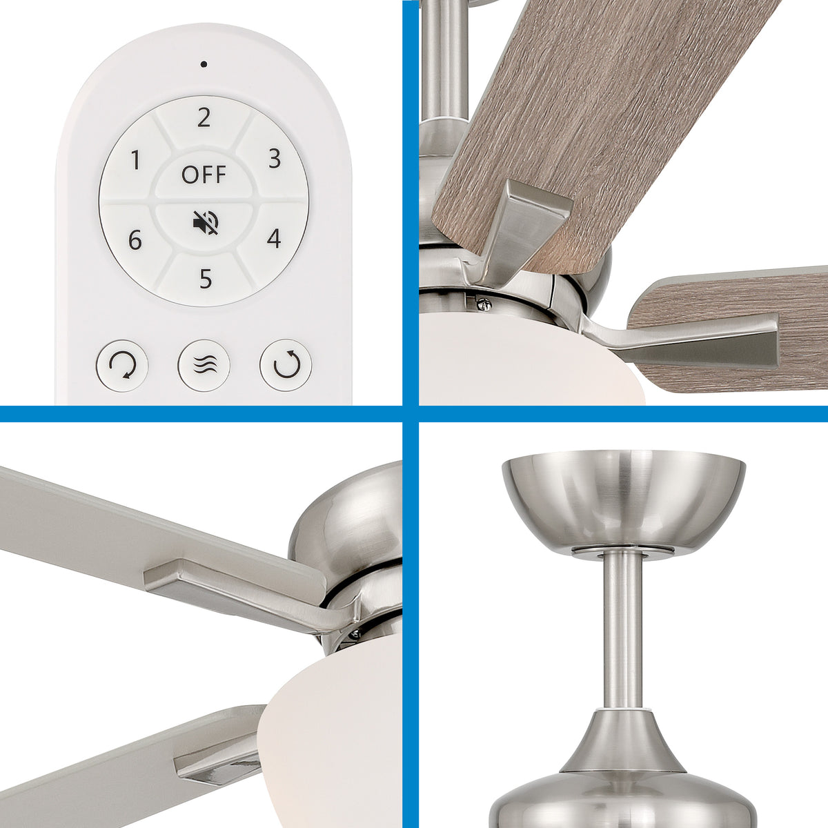 Dines 52 in. Indoor Transitional Ceiling Fan with (2) 3000K LED Bulbs, Frosted Shade, Remote Included