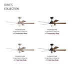 Dines 52 in. Indoor Transitional Ceiling Fan with (2) 3000K LED Bulbs, Frosted Shade, Remote Included
