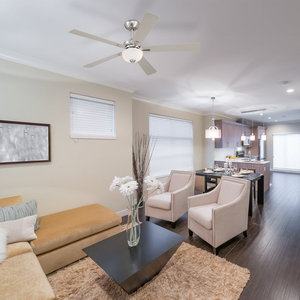 Dines 52 in. Indoor Transitional Ceiling Fan with (2) 3000K LED Bulbs, Frosted Shade, Remote Included