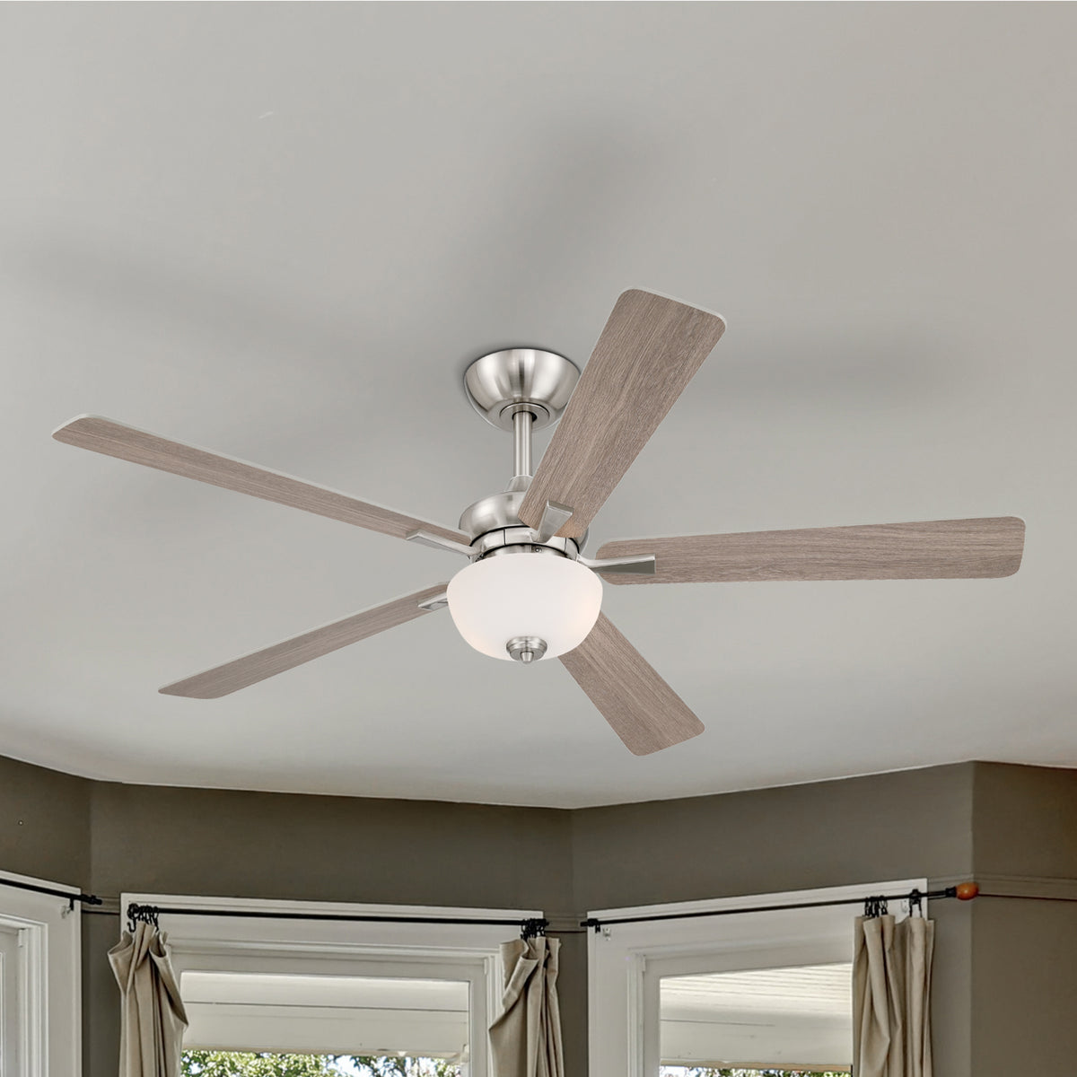 Dines 52 in. Indoor Transitional Ceiling Fan with (2) 3000K LED Bulbs, Frosted Shade, Remote Included