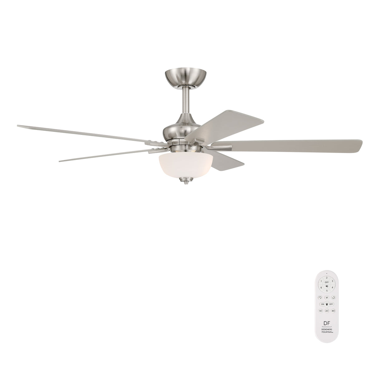 Dines 52 in. Indoor Transitional Ceiling Fan with (2) 3000K LED Bulbs, Frosted Shade, Remote Included