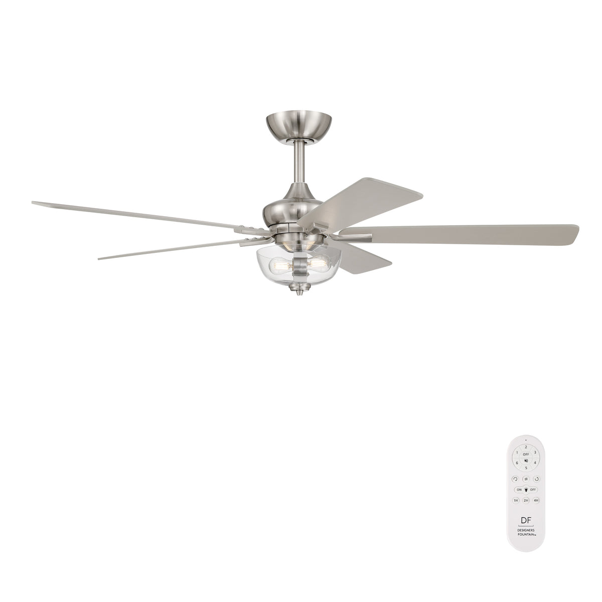 Dines 52 in. Indoor Transitional Ceiling Fan with (2) 3000K LED Bulbs, Frosted Shade, Remote Included