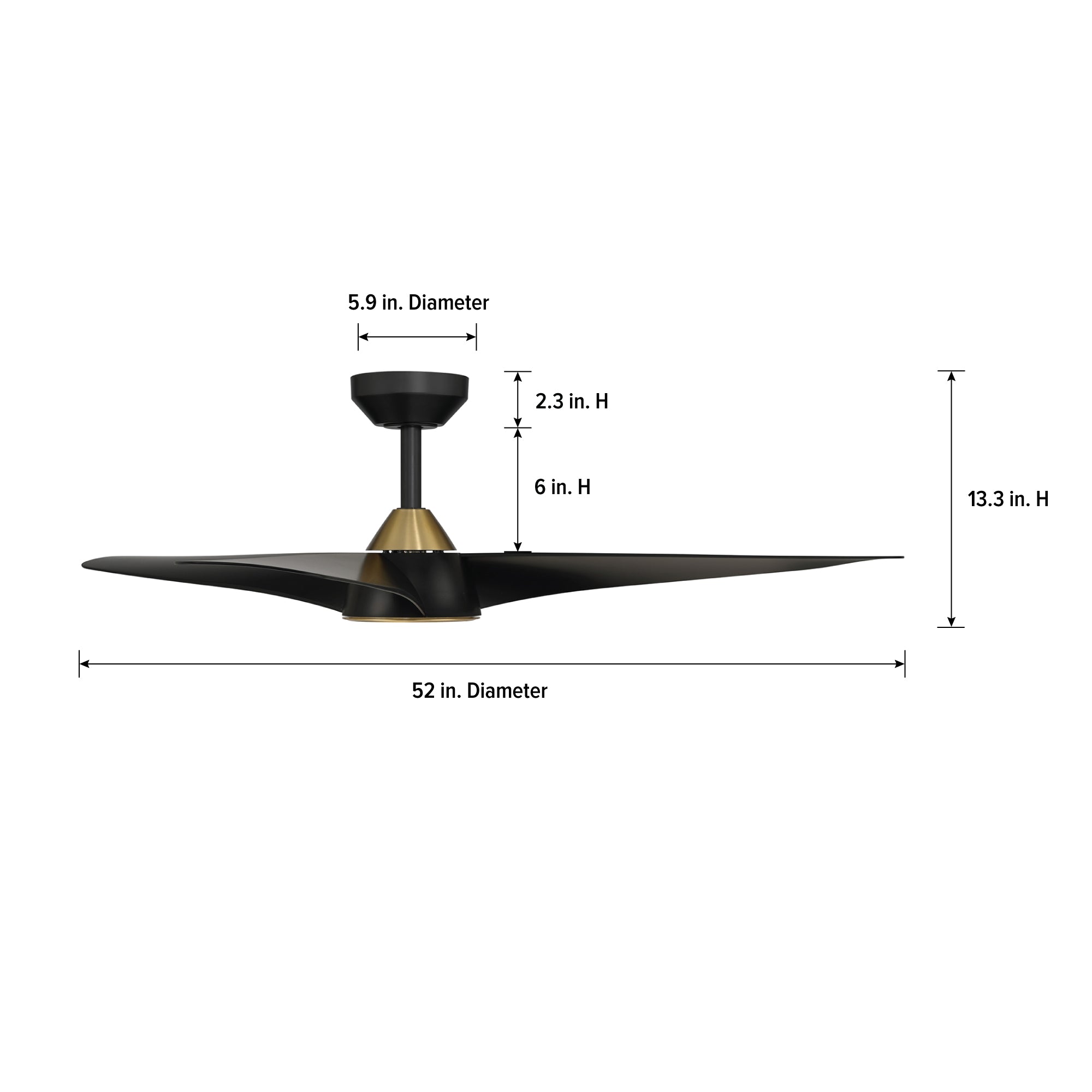 Hermosa 52 in. Indoor/Covered Outdoor Modern Ceiling Fan with Integrated 5CCT LED with Remote Control
