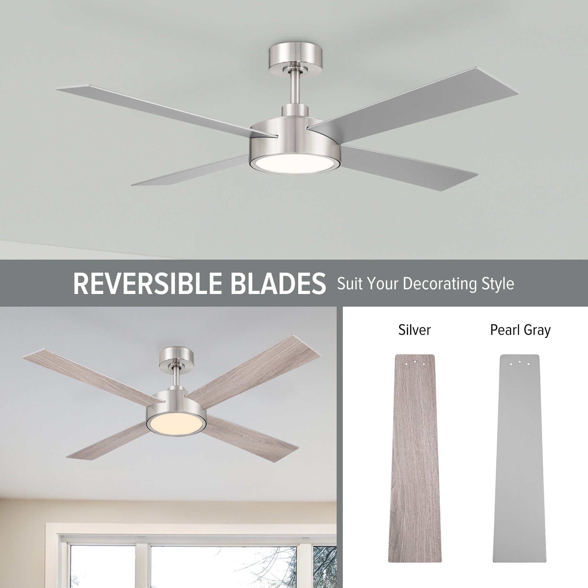 Onyo 52 in. Indoor/Covered Outdoor Integrated LED Modern Ceiling Fan with 5 CCT Selections, Remote Included
