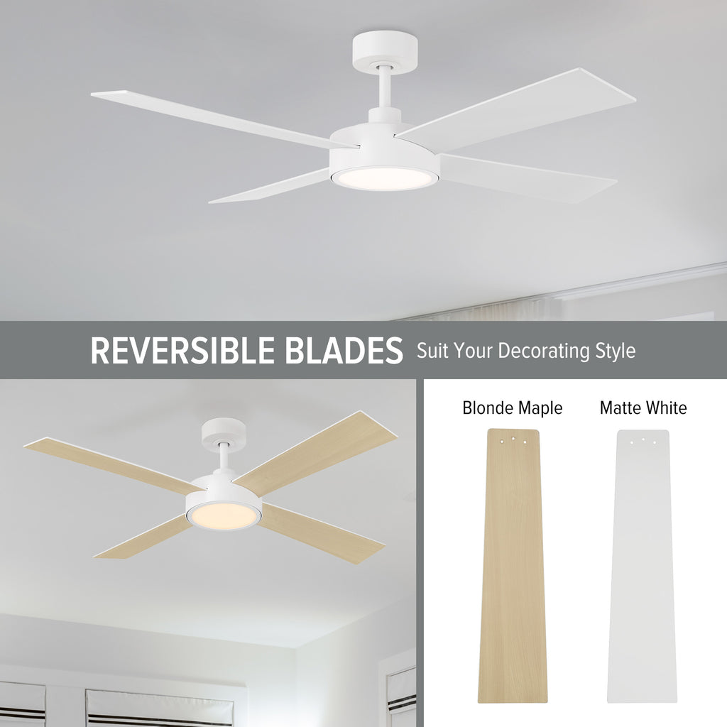 Onyo 52 in. Indoor/Covered Outdoor Integrated LED Modern Ceiling Fan with 5 CCT Selections, Remote Included