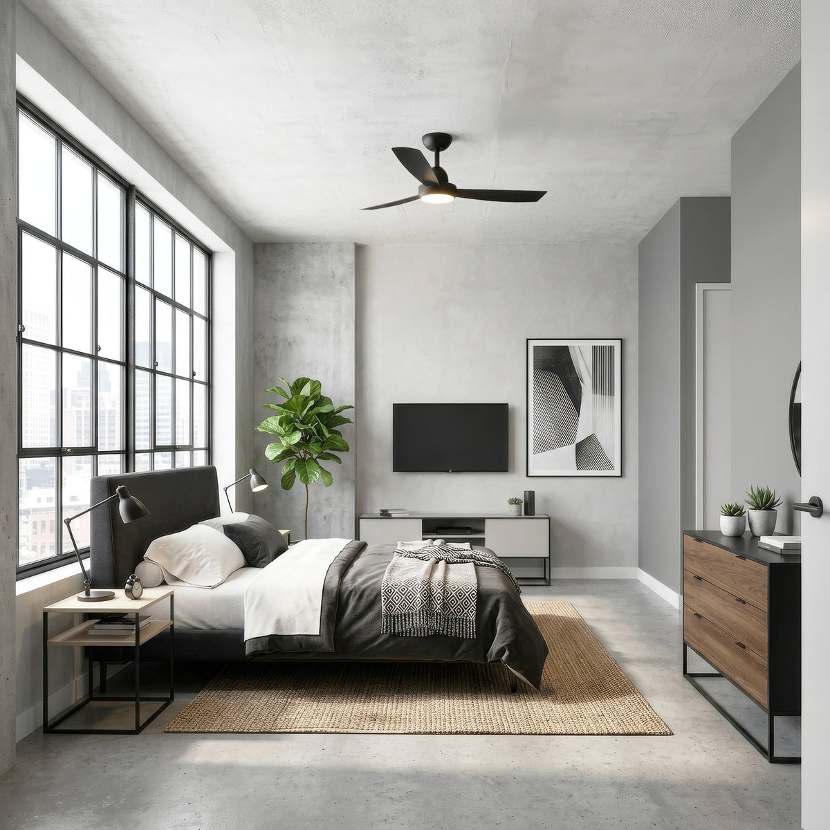 Tempest 48 in. Indoor Modern Ceiling Fan with Integrated LED, Selectable White Light, and Remote Control