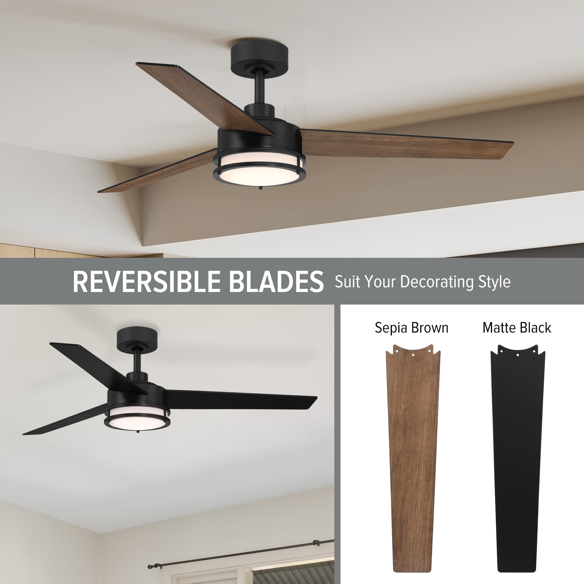 Cassini 52 in. LED Indoor/Covered Outdoor Smart Ceiling Fan with Light Kit and Remote Control