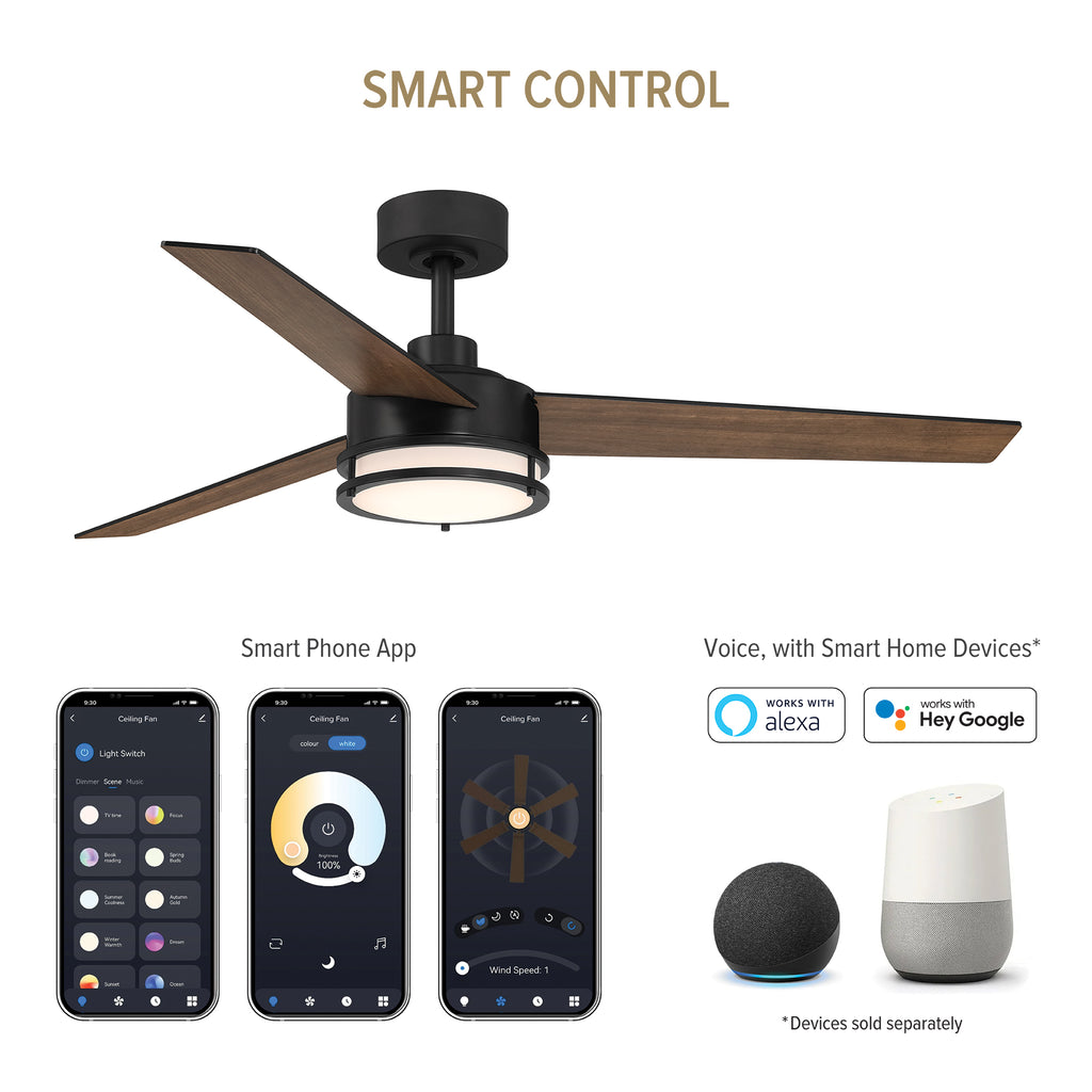 Cassini 52 in. LED Indoor/Covered Outdoor Smart Ceiling Fan with Light Kit and Remote Control