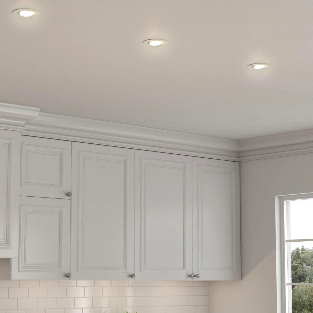 4 in. Integrated LED Directional Gimbal Airtight Canless Recessed Light Kit with White Trim