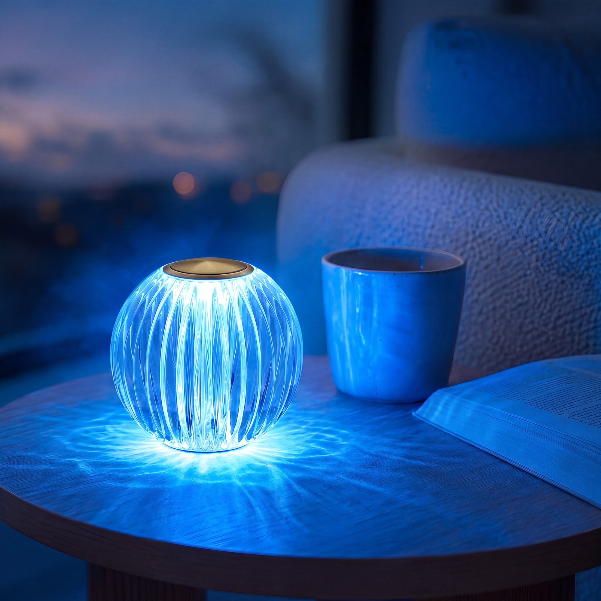 Mia 4.14 in. Brass Glam Rechargeable Color-Changing LED Ornamental Table Lamp for Bedrooms with Optic Acrylic Shade