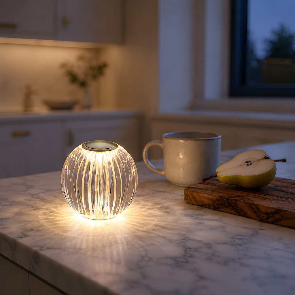 Mia 4.14 in. Brass Glam Rechargeable Color-Changing LED Ornamental Table Lamp for Bedrooms with Optic Acrylic Shade