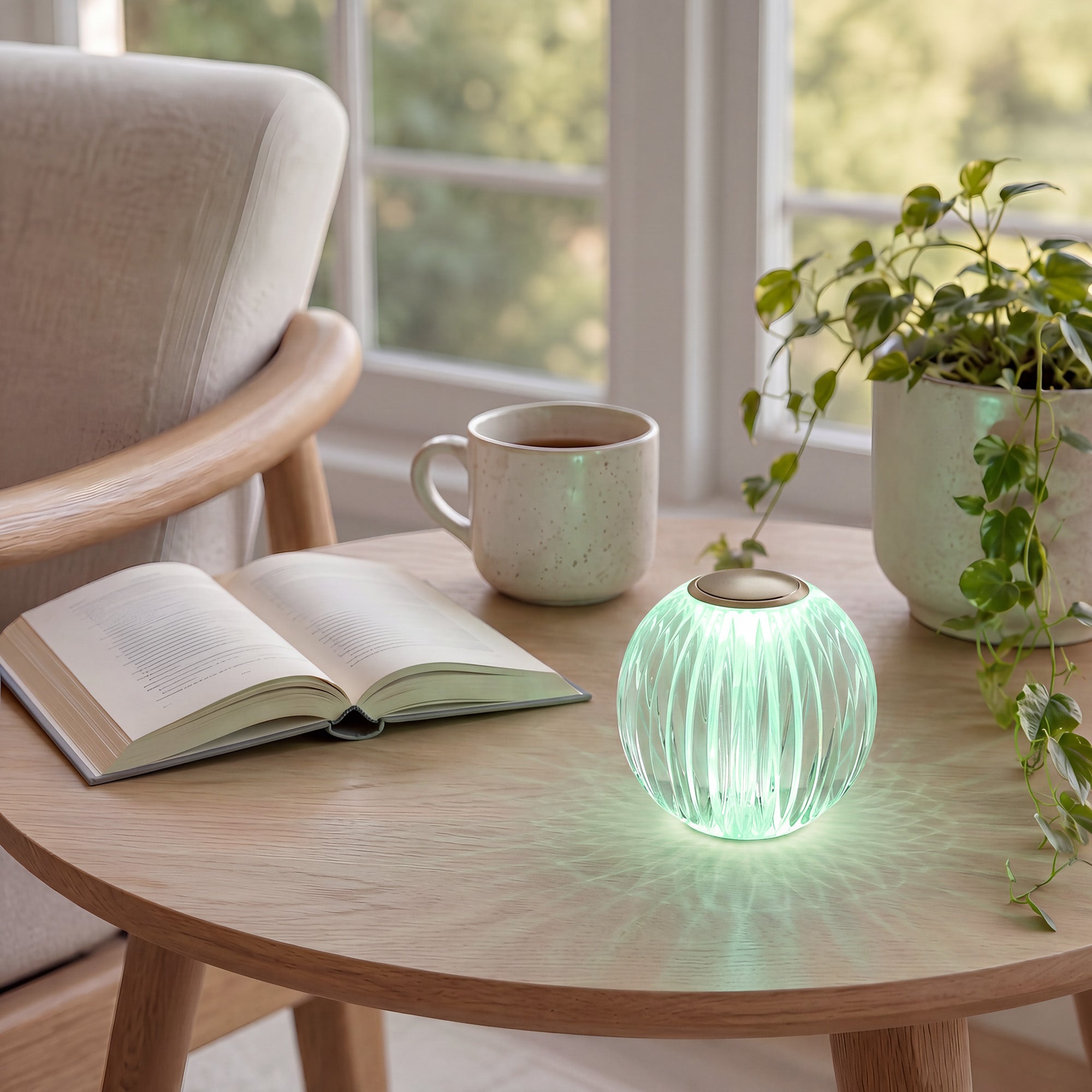 Mia 4.14 in. Brass Glam Rechargeable Color-Changing LED Ornamental Table Lamp for Bedrooms with Optic Acrylic Shade