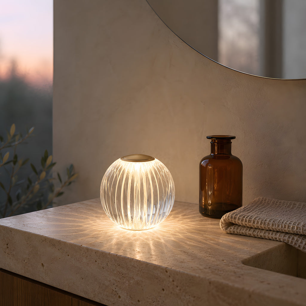 Mia 4.14 in. Brass Glam Rechargeable Color-Changing LED Ornamental Table Lamp for Bedrooms with Optic Acrylic Shade