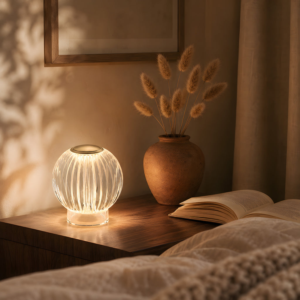 Mia 4.14 in. Brass Glam Rechargeable Color-Changing LED Ornamental Table Lamp for Bedrooms with Optic Acrylic Shade