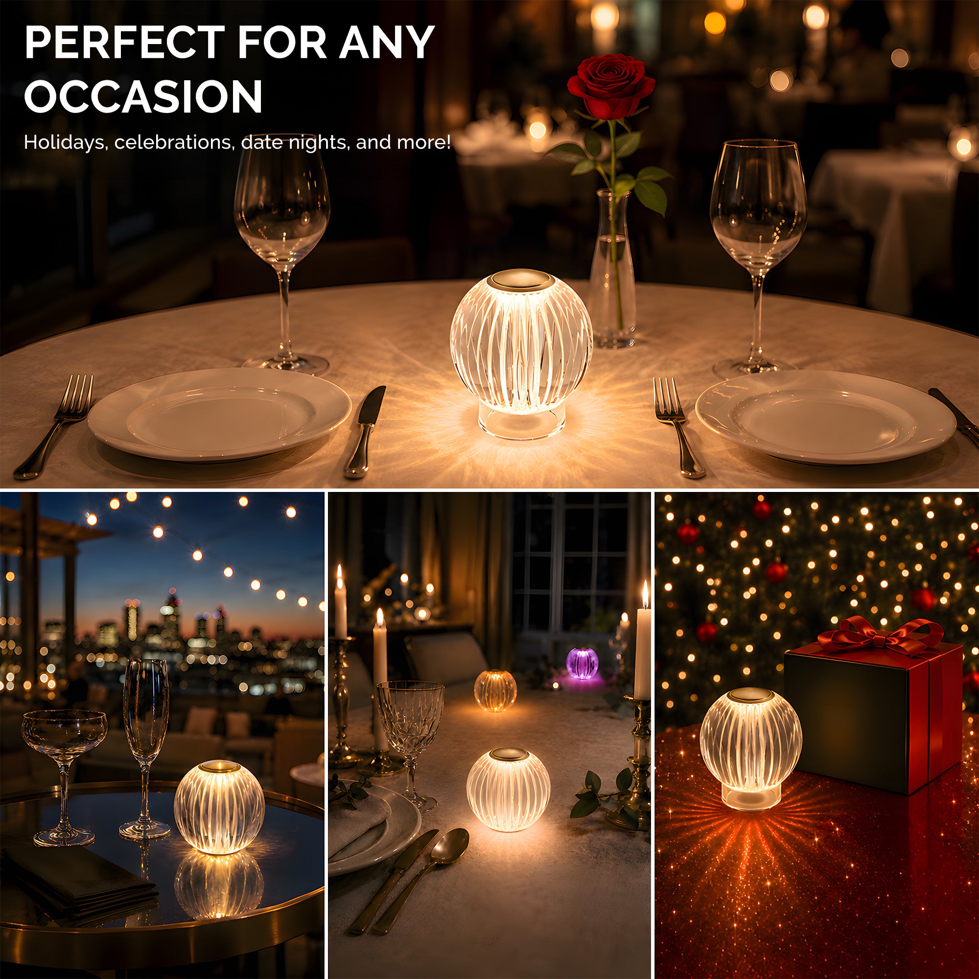 Mia 4.14 in. Brass Glam Rechargeable Color-Changing LED Ornamental Table Lamp for Bedrooms with Optic Acrylic Shade