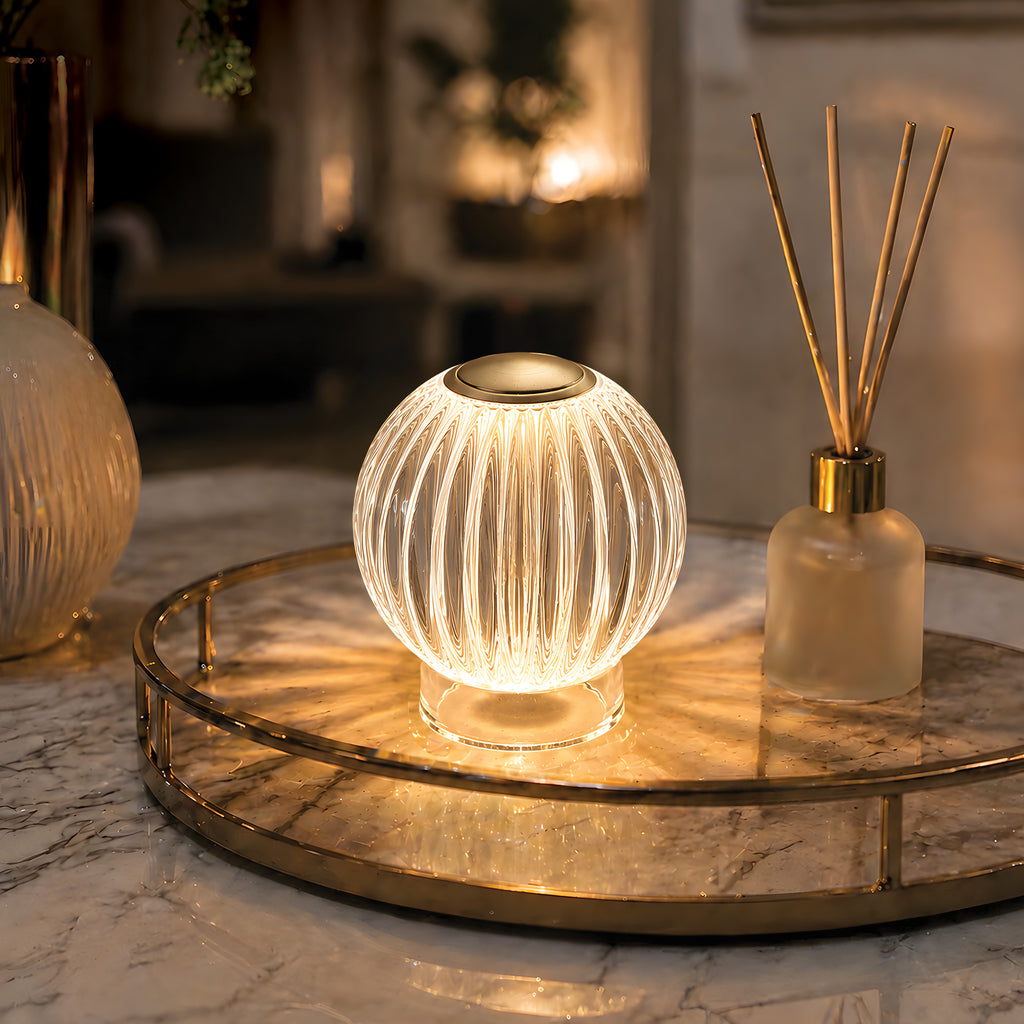 Mia 3.34 in. Brass Modern 8-RGBW Color-Changing Rechargeable LED Portable Acrylic Novelty Gift Lamp