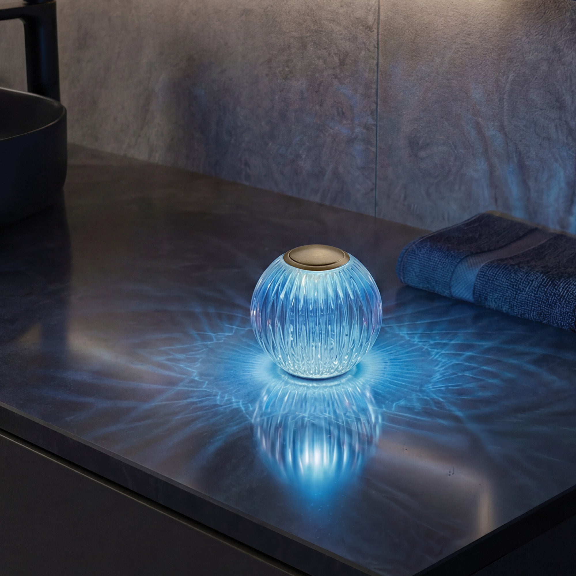 Mia 3.34 in. Brass Modern 8-RGBW Color-Changing Rechargeable LED Portable Acrylic Novelty Gift Lamp