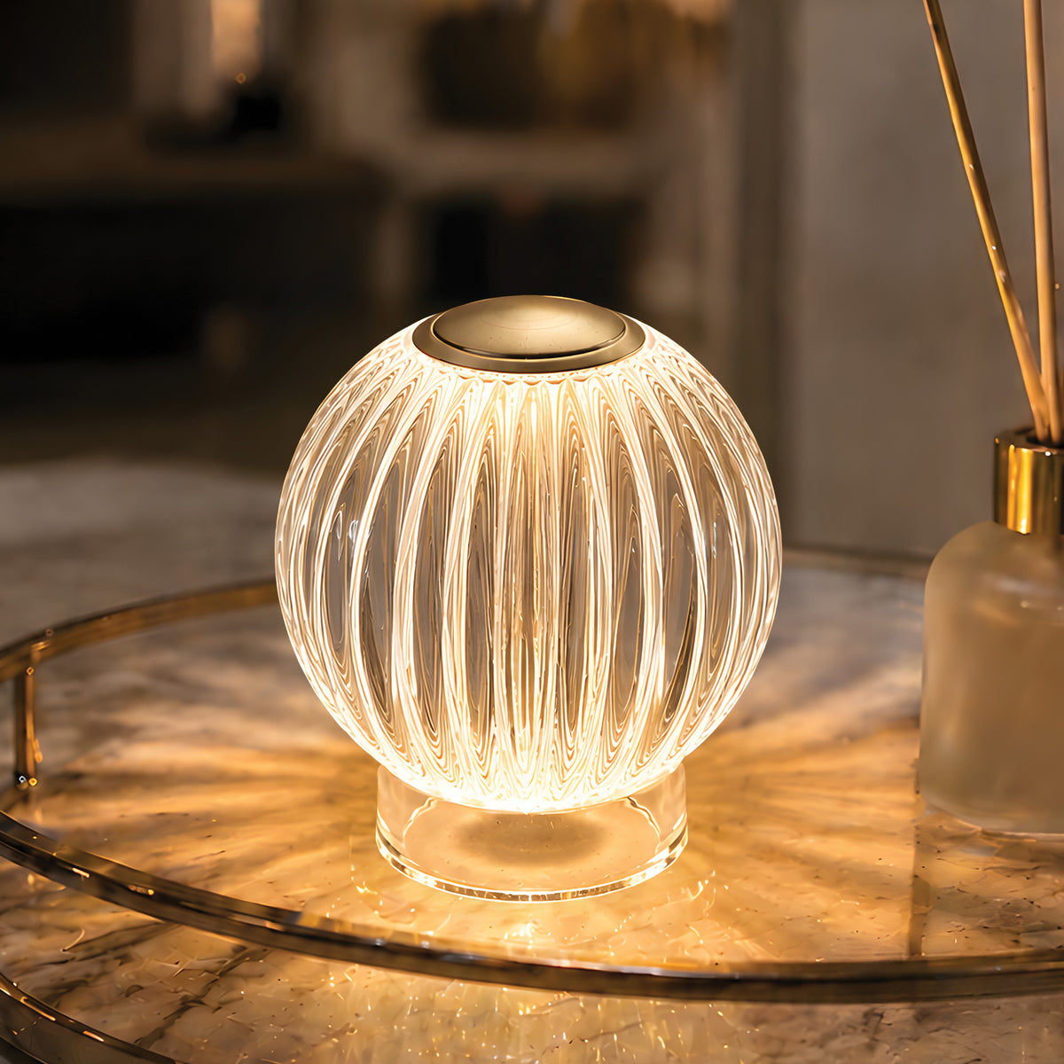Mia 3.34 in. Brass Modern 8-RGBW Color-Changing Rechargeable LED Portable Acrylic Novelty Gift Lamp