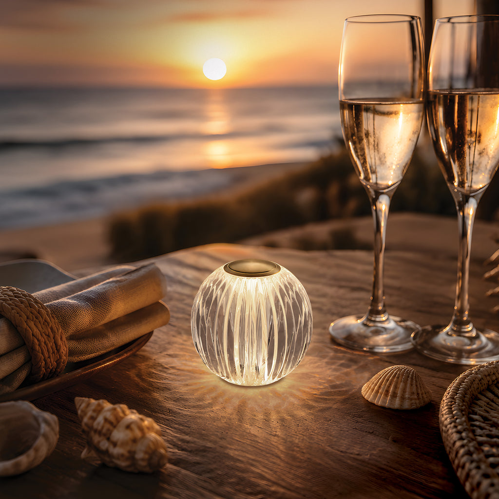 Mia 3.34 in. Brass Modern 8-RGBW Color-Changing Rechargeable LED Portable Acrylic Novelty Gift Lamp