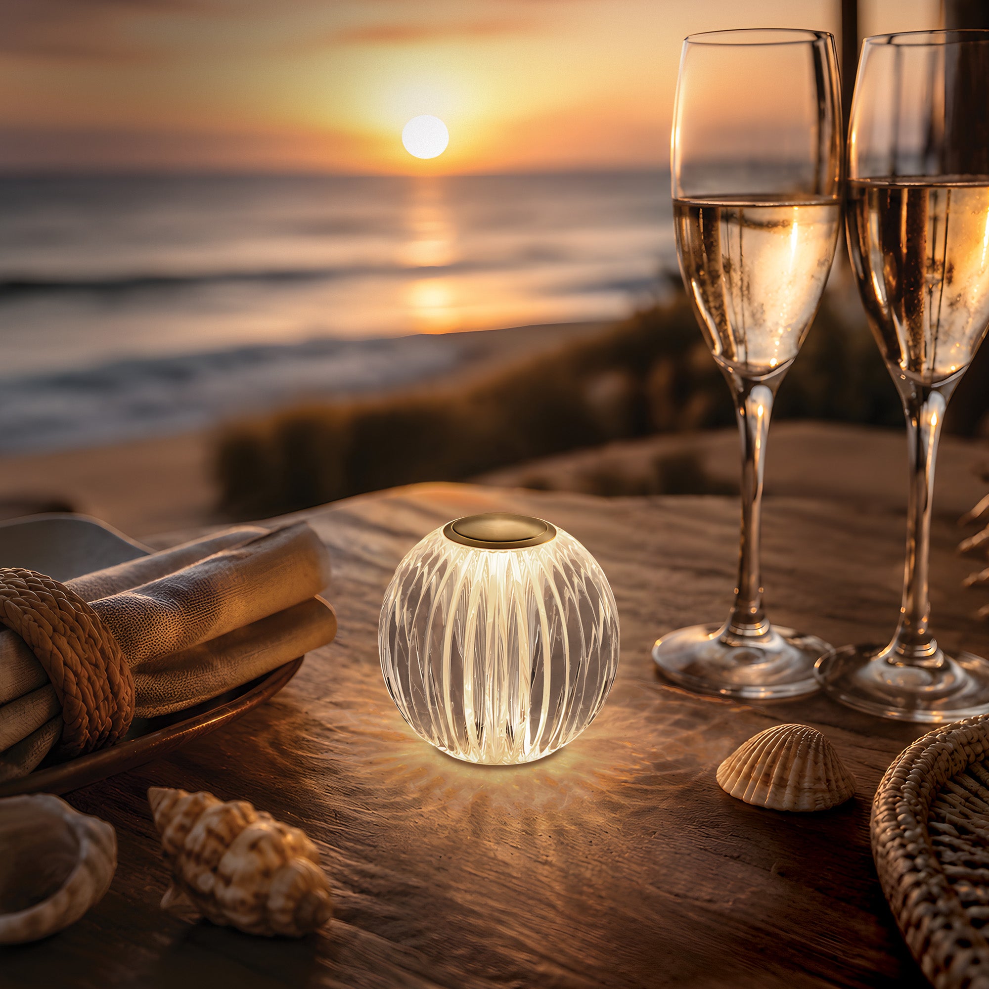 Mia 3.34 in. Brass Modern 8-RGBW Color-Changing Rechargeable LED Portable Acrylic Novelty Gift Lamp