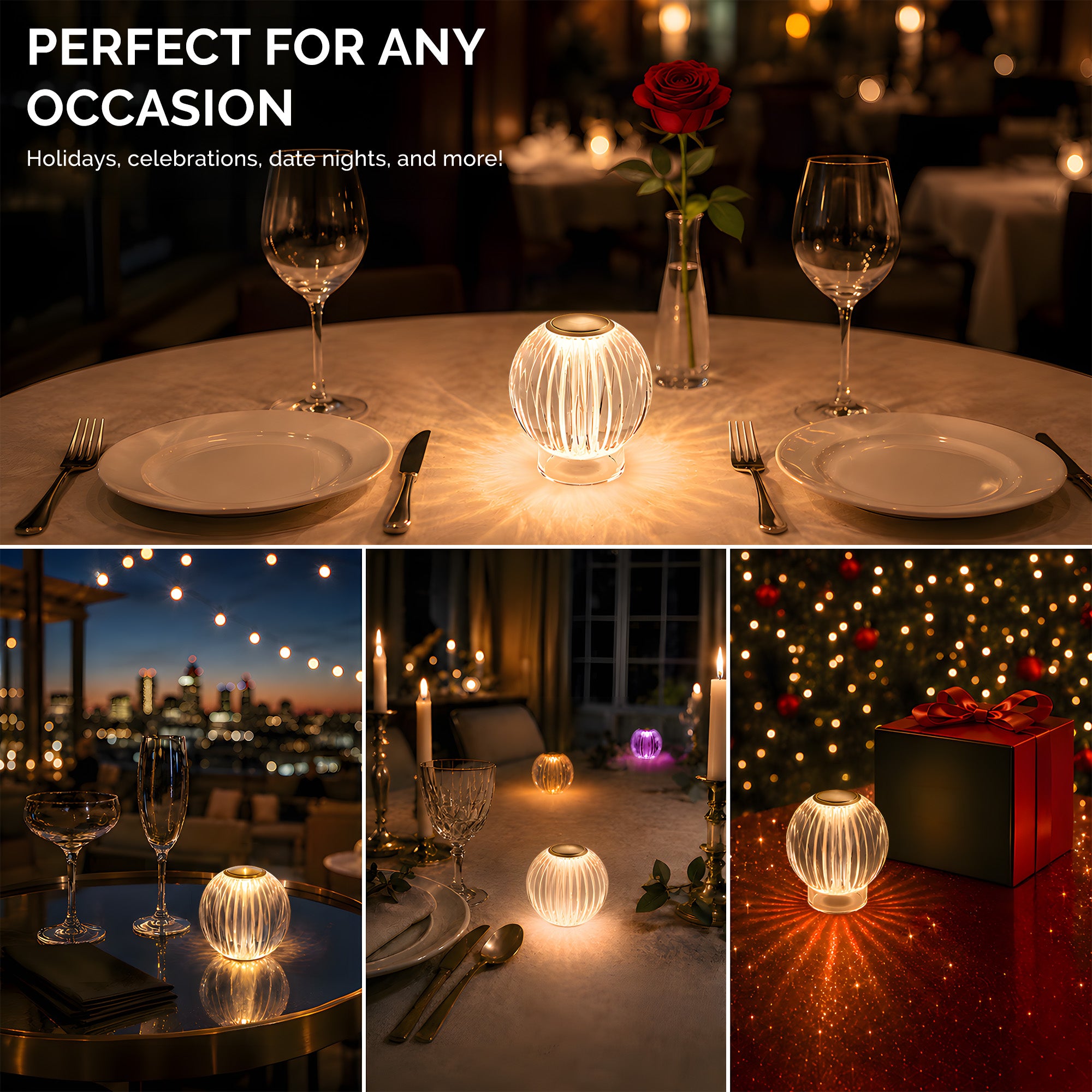 Mia 3.34 in. Brass Modern 8-RGBW Color-Changing Rechargeable LED Portable Acrylic Novelty Gift Lamp