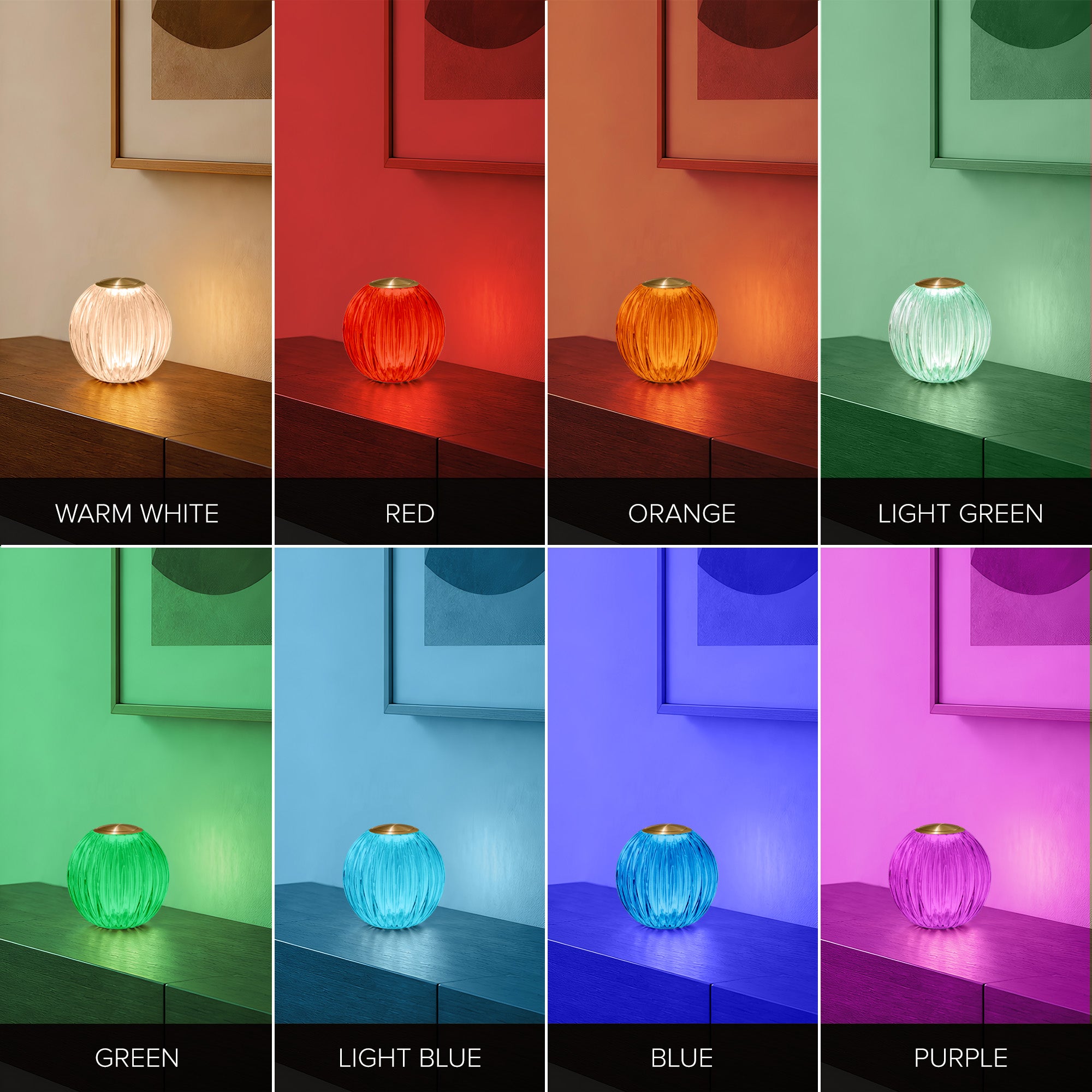 Mia 3.34 in. Brass Modern 8-RGBW Color-Changing Rechargeable LED Portable Acrylic Novelty Gift Lamp