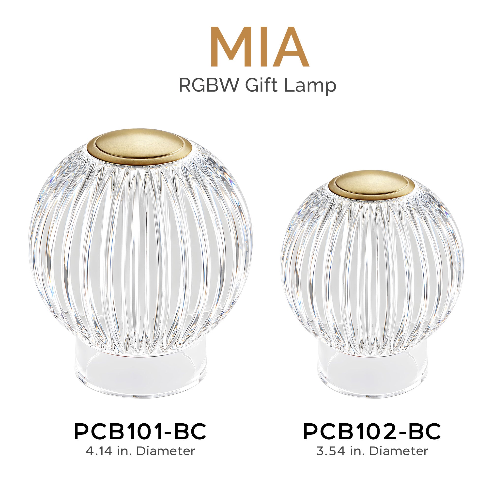Mia 3.34 in. Brass Modern 8-RGBW Color-Changing Rechargeable LED Portable Acrylic Novelty Gift Lamp