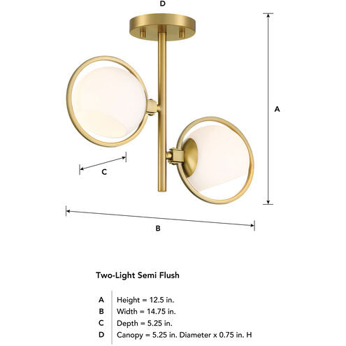 Teatro 14.75’ 2-Light Semi Flush Mount
