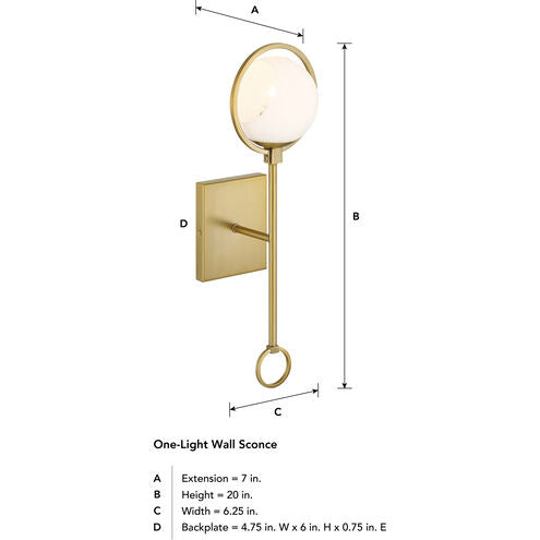 Teatro 20 in. 1-Light Brushed Gold Modern Wall Sconce Light